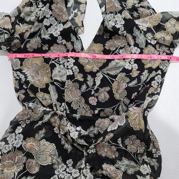 River Island Floral Print Twist Front Long Sleeves Mini Dress Size 12 - Picture 12 of 15